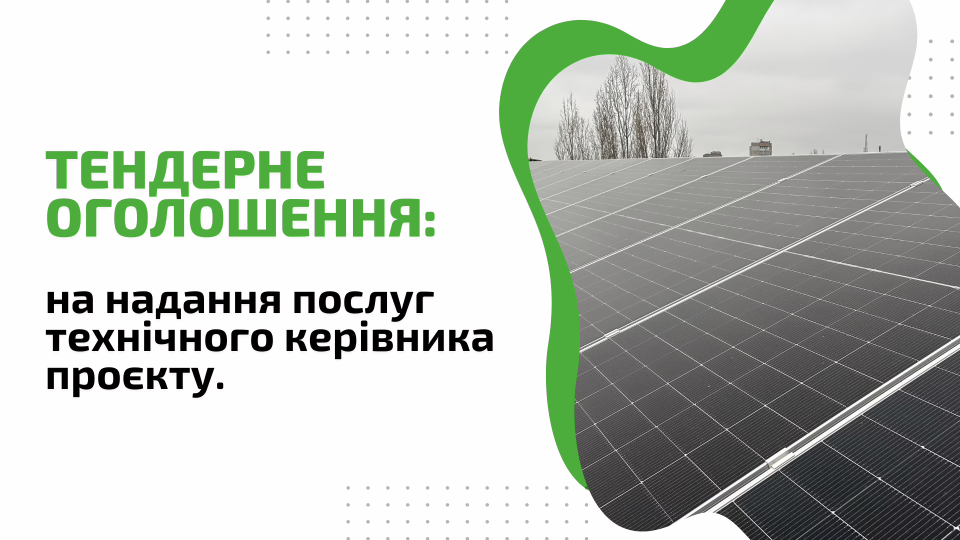 Тендерне оголошення на надання послуг технічного керівника проєкту. 